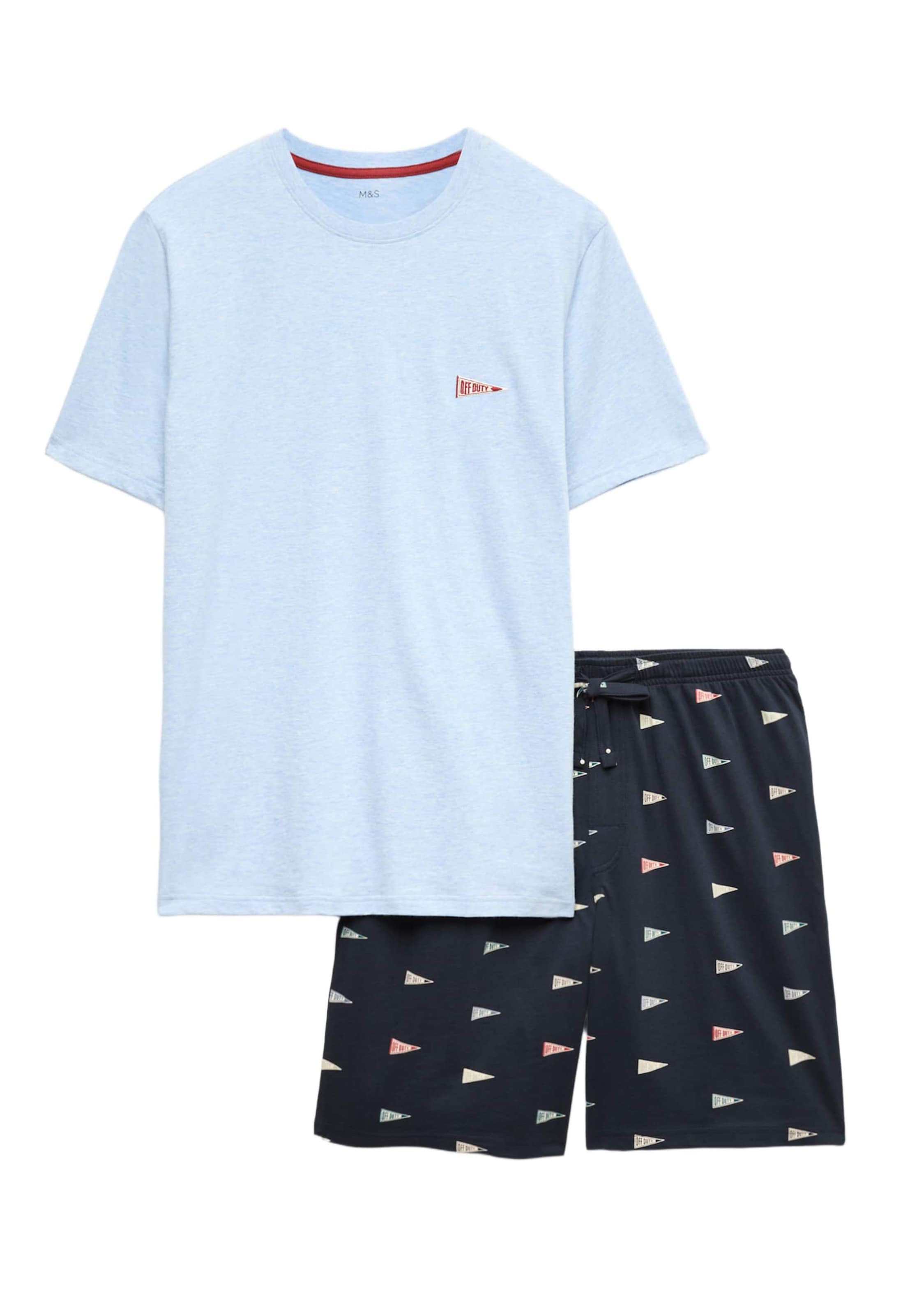 Marks & Spencer Pyjama kort in Blauw: voorkant