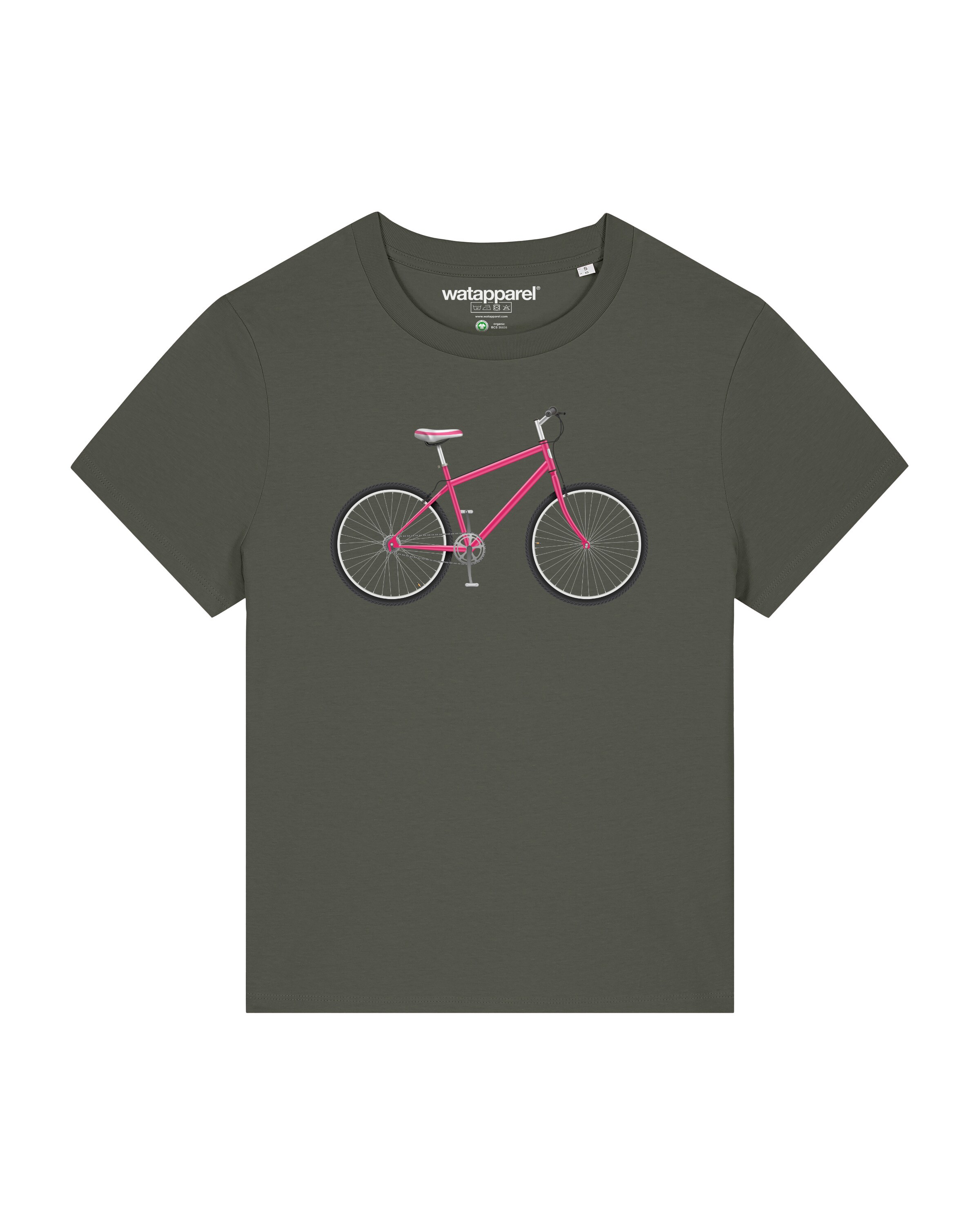 Maglietta ' Pink Bike ' di Watapparel in verde: frontale