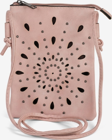 styleBREAKER Umhängetasche 'Mini Umhängetasche Blumen Cutouts und Nieten' in Pink: Vorderseite