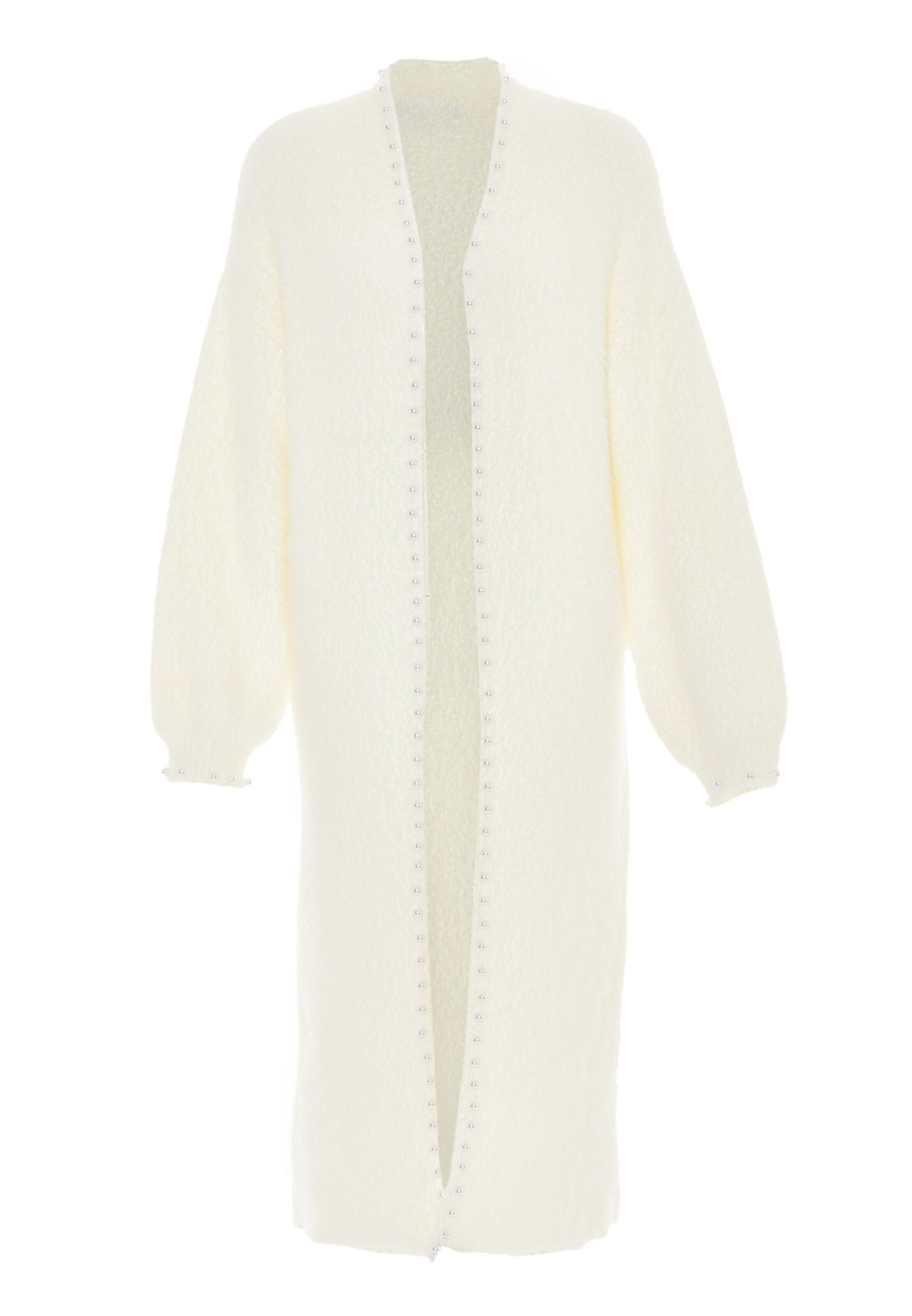 Geacă tricotată de la faina pe alb: față