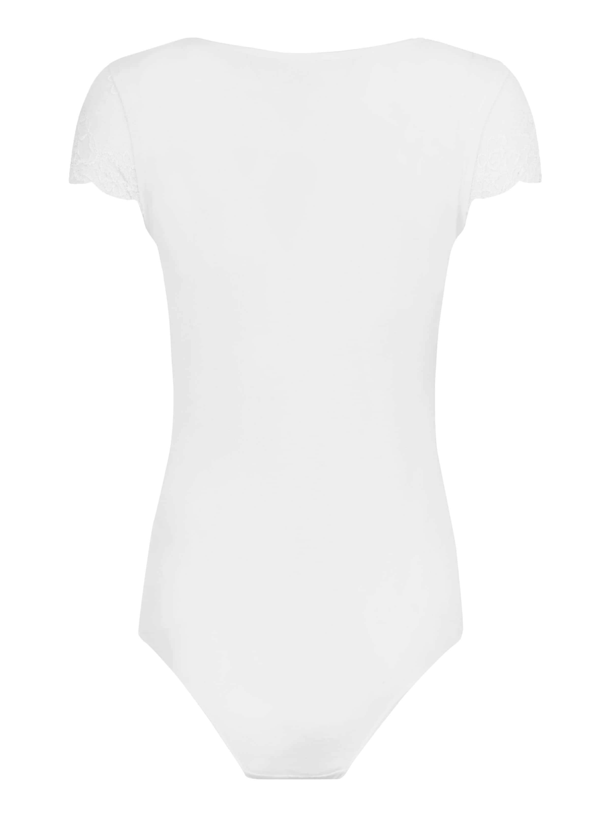 Evoni Bodysuit 'Kurzarmbody mit Spitzenärmeln' in White