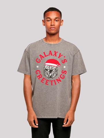 T-Shirt 'Star Wars Mando Galaxy´s Greetings' F4NT4STIC en gris : devant