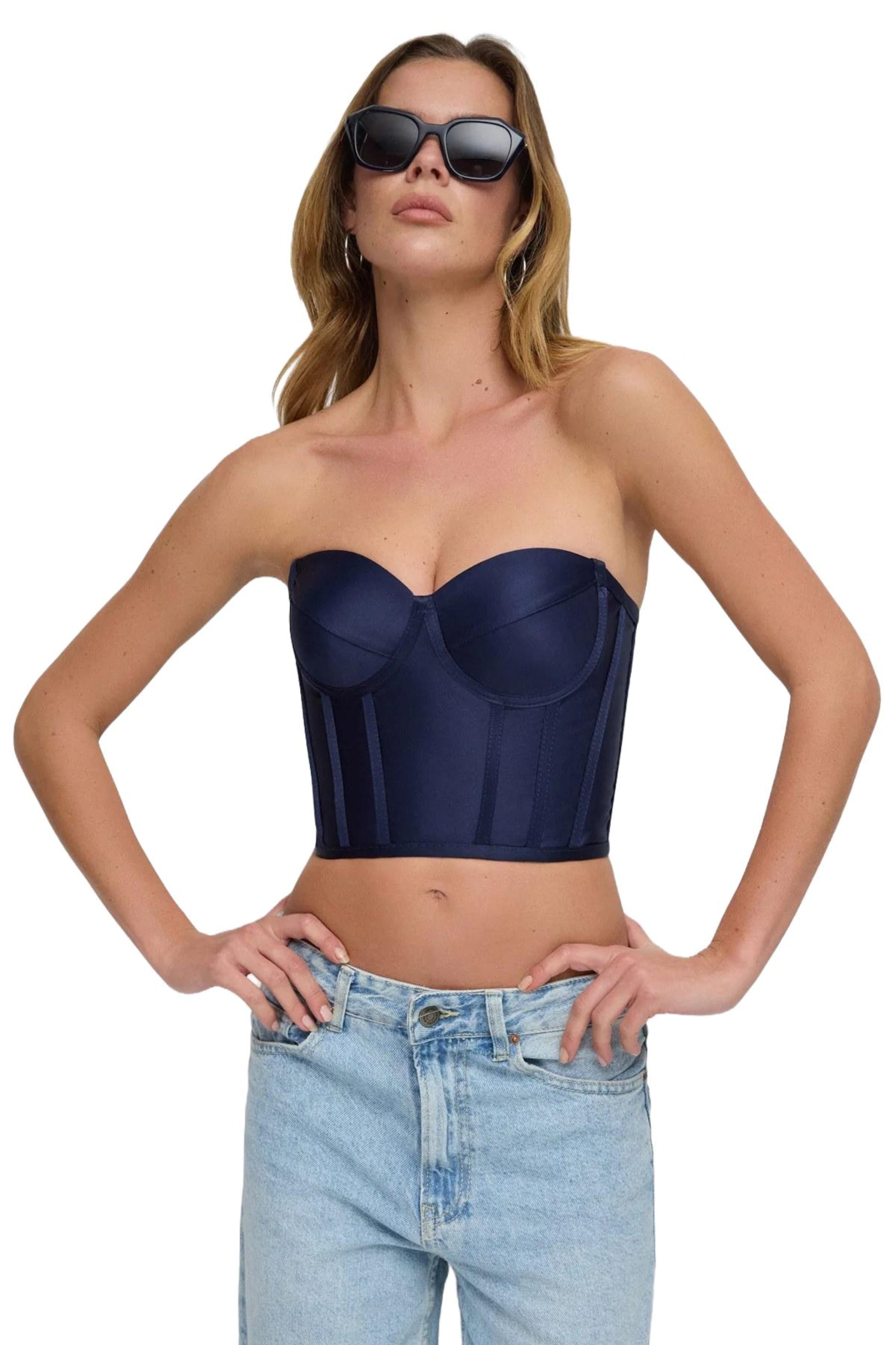 No Matter What Top in Blau: Vorderseite