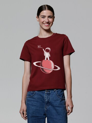 T-shirt ' Astronaut says Hi ' Watapparel en rouge : devant