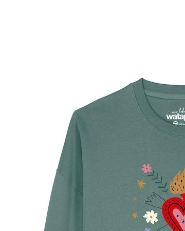 Watapparel Sweatshirt ' Love and flex ' in Groen