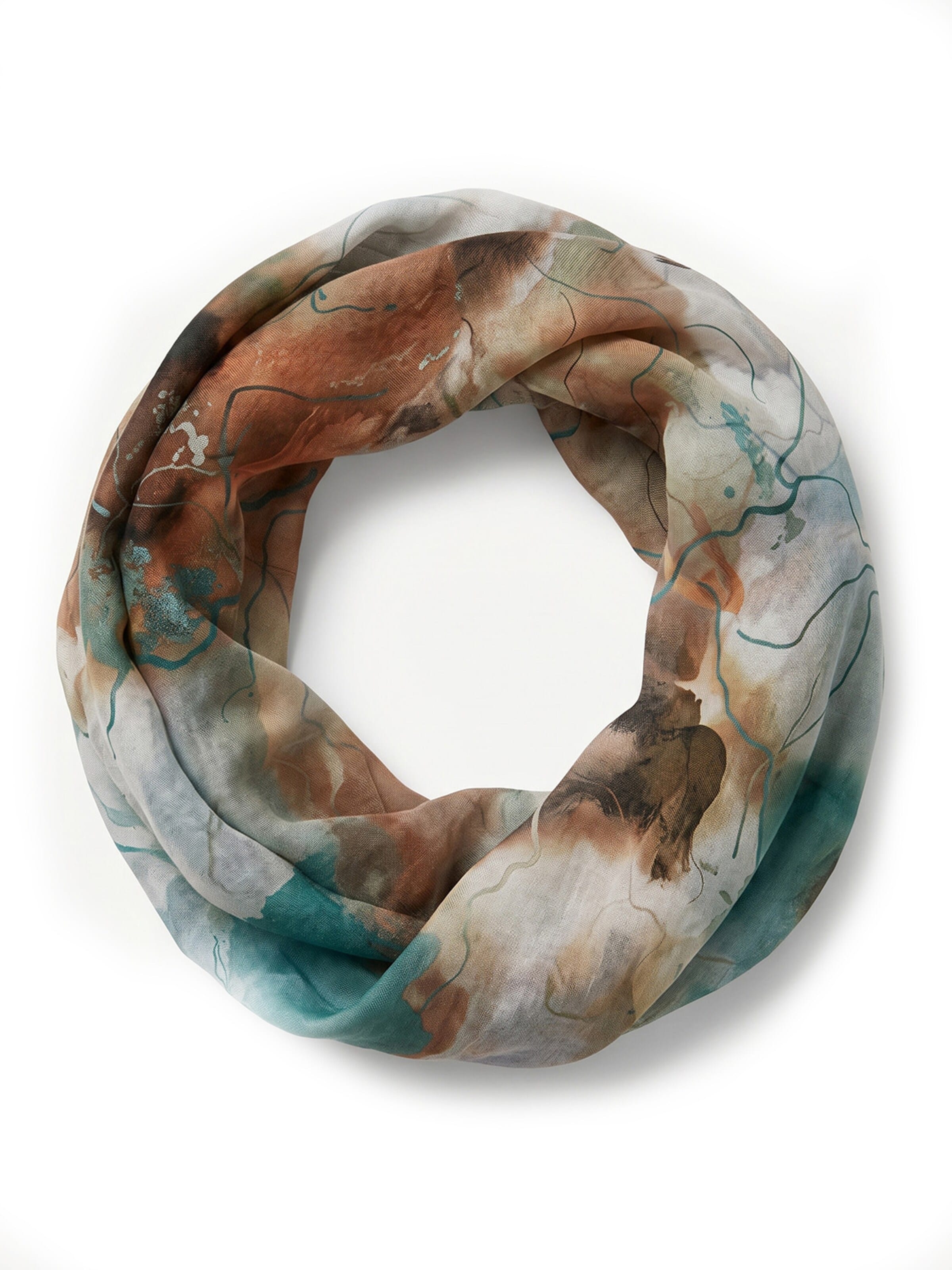 styleBREAKER Loop scarf 'Loop Schal mit Aquarell Glow Muster' in Brown: front