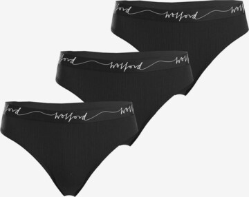 Wolford Slip ' Beauty Cotton Thong ' in Zwart: voorkant