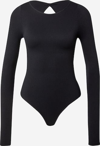 Free People Bodysuit 'TAKE A SHELFIE' in Black: front