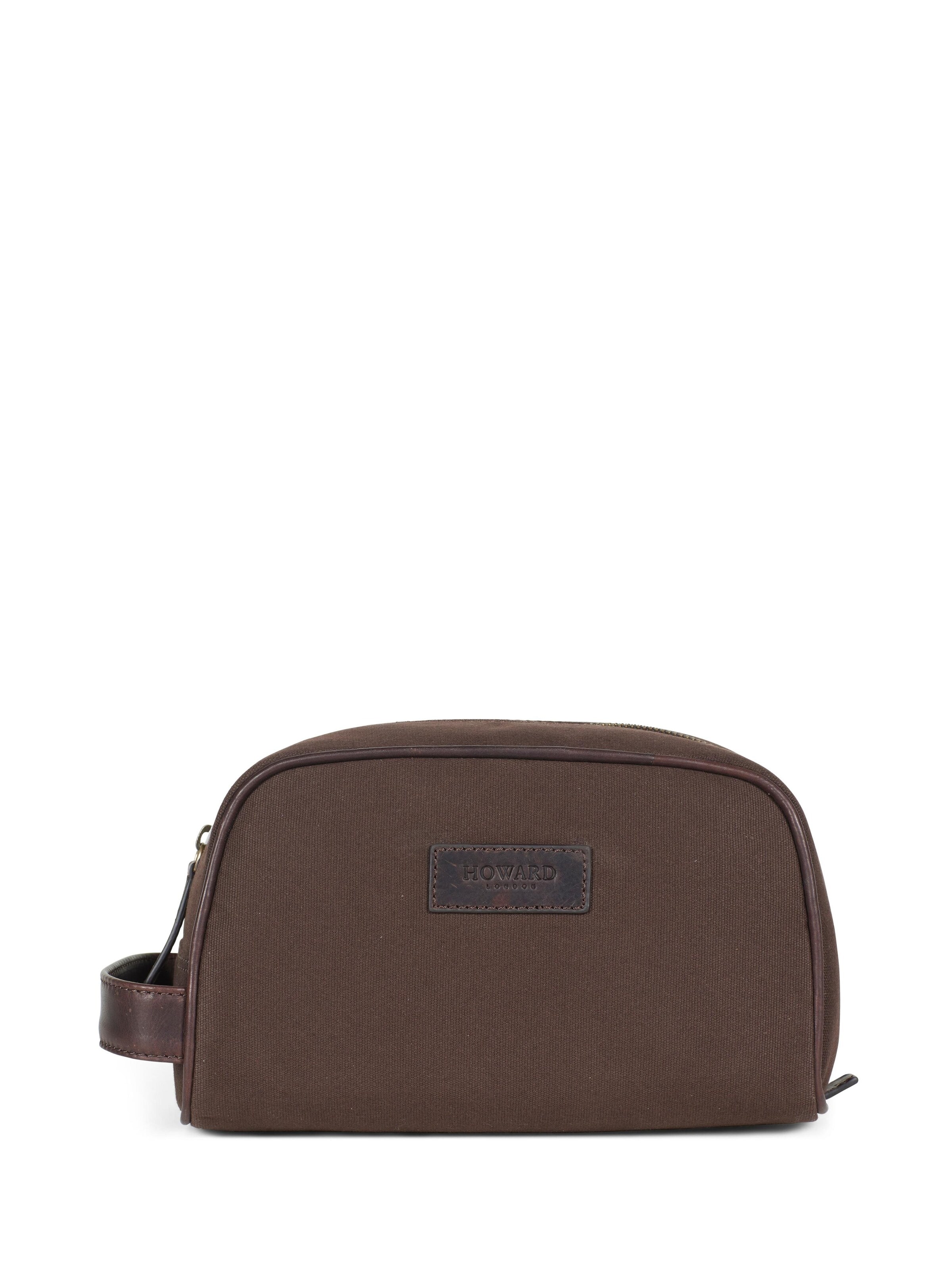 Howard London Kulturtasche 'Washbag Canvas Dark Brown'‌ in Braun: Vorderseite