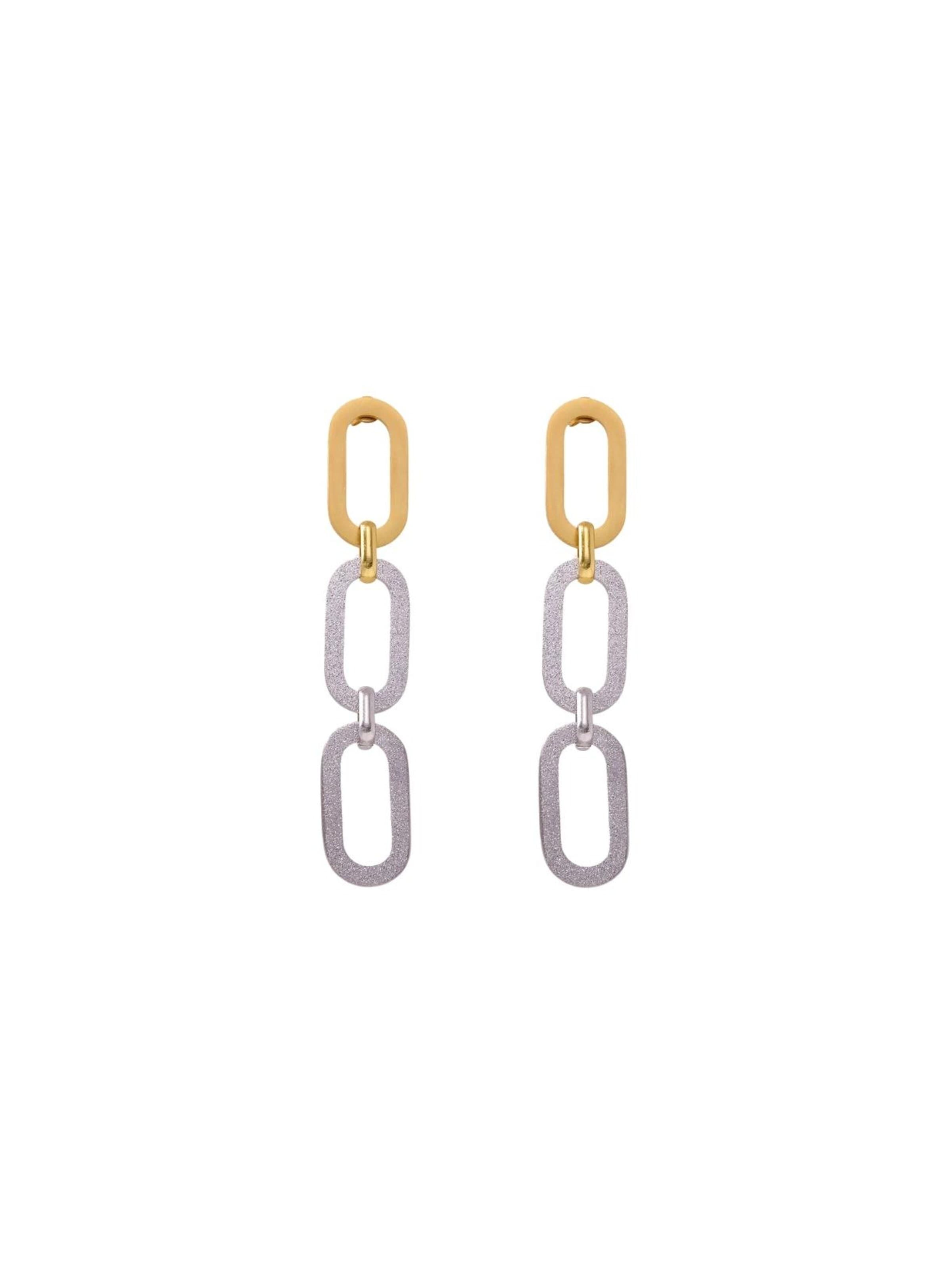 DNSK Copenhagen - Pendientes 'SELMA Waterproof 18K Gold Plated Duo Tone Earrings – Brushed/Sanded Stainless Steel' en oro