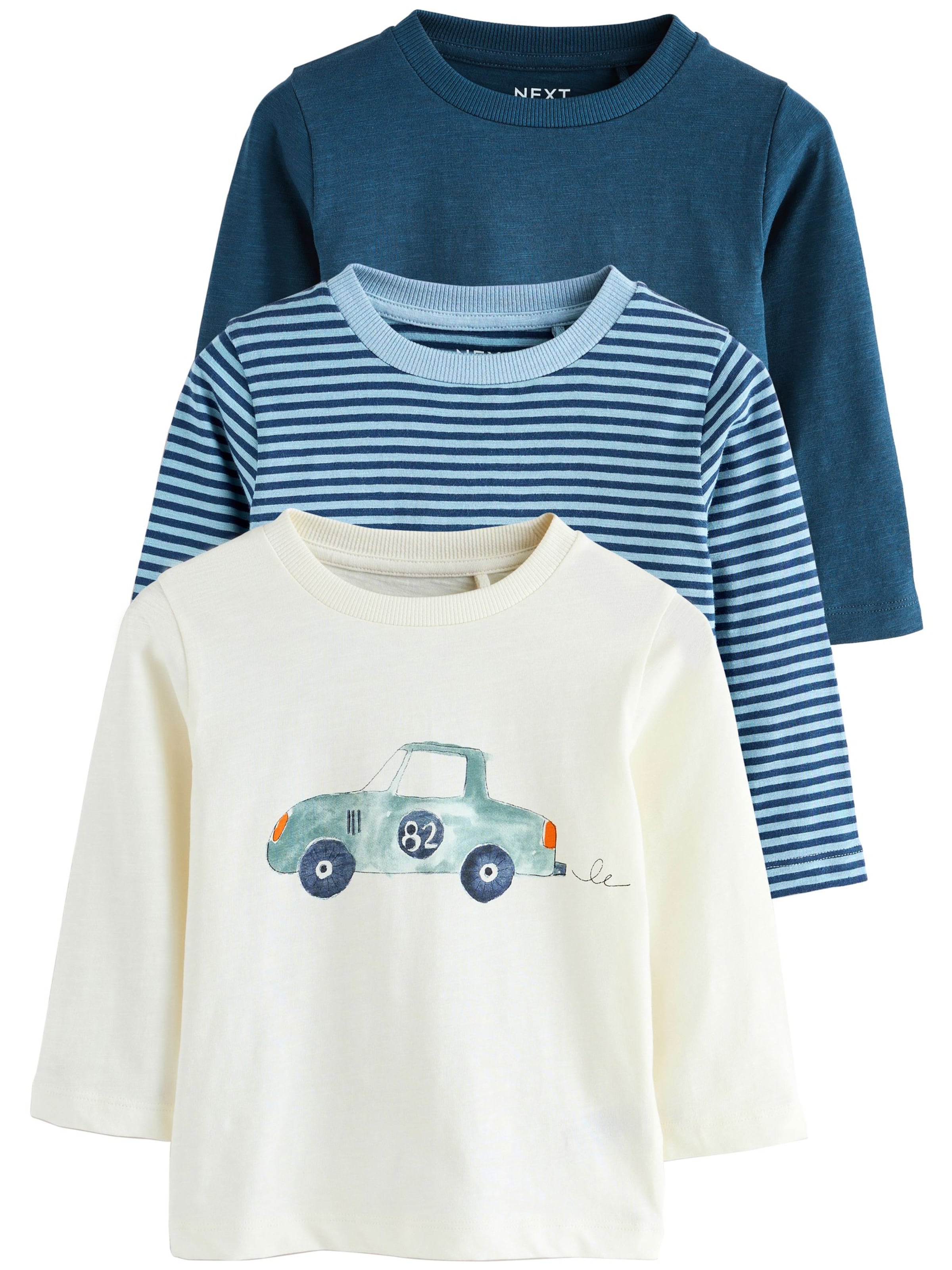 Next Shirts i lyseblå / mørkeblå / naturhvid, Produktvisning