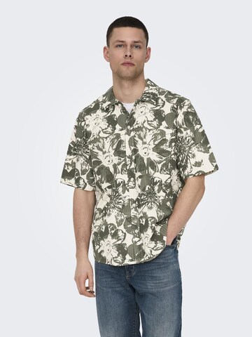 Only & Sons Comfort fit Overhemd in Grijs: voorkant