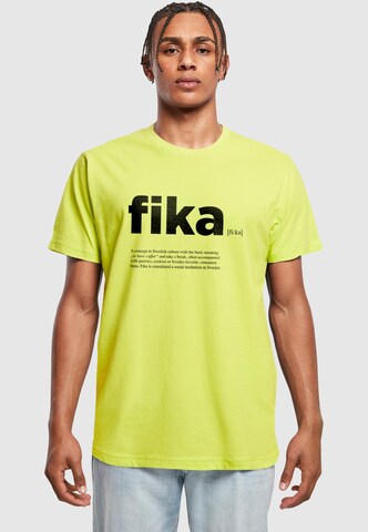 Mister Tee Μπλουζάκι 'Fika Definition' σε κίτρινο: μπροστά