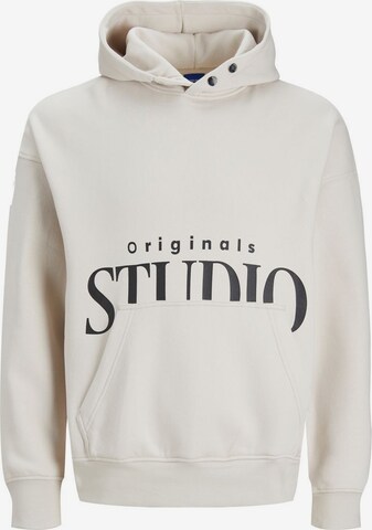 JACK & JONES Sweatshirt 'VESTERBRO BACK' in Beige: voorkant