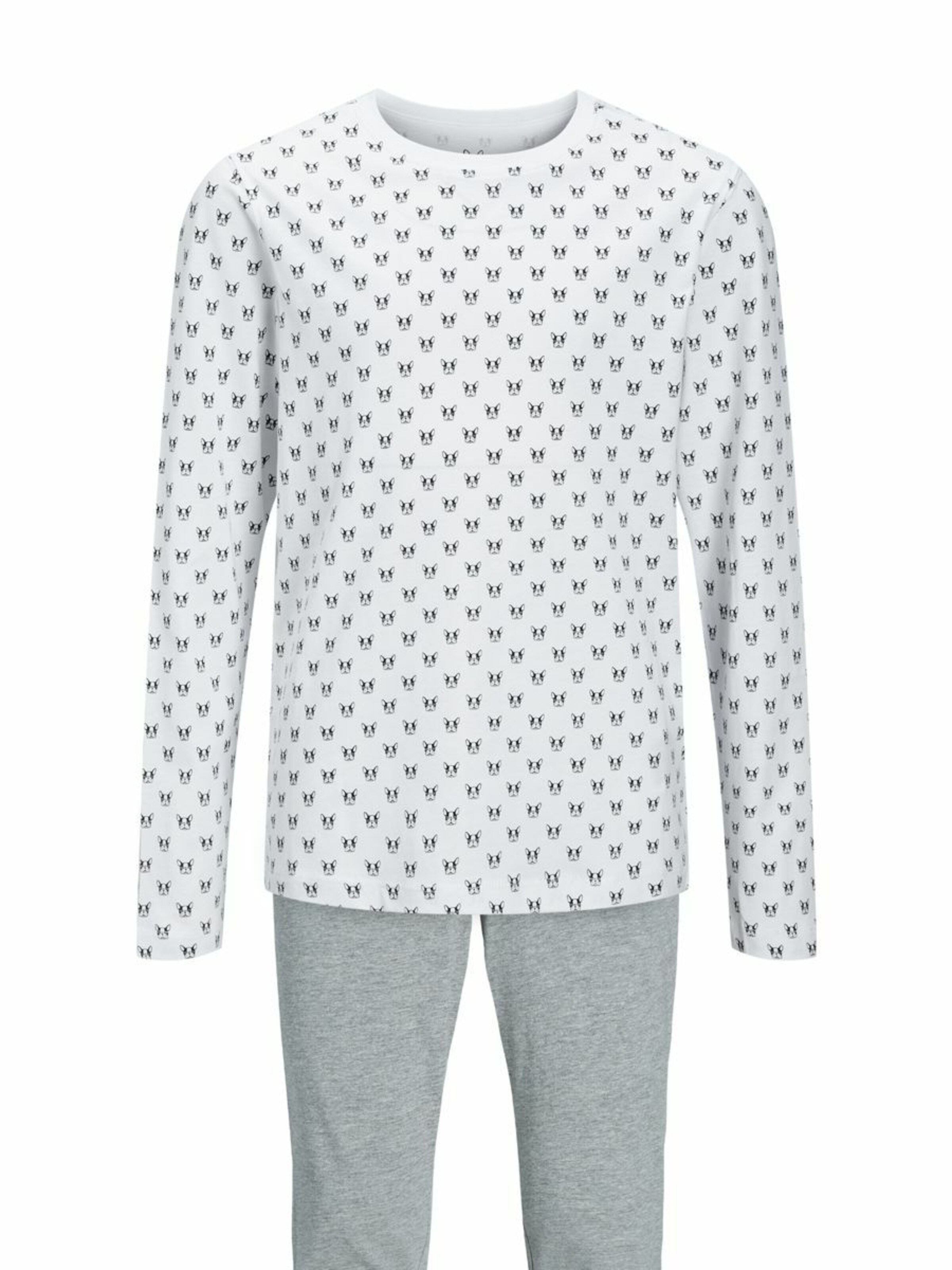 Kinder Teens (Gr. 140-176) Jack & Jones Junior Schlafanzug 'Denim Hund' in Grau, Weiß - FU28942 Kinder Teens (Gr. 140-176) Jack & Jones Junior Schlafanzug 'Denim Hund' in Grau, Weiß - FU28942