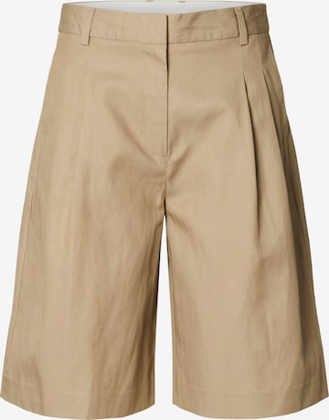 SELECTED Loosefit Laskoshousut 'SELECTED X HOTEL AMOUR' värissä beige: etupuoli