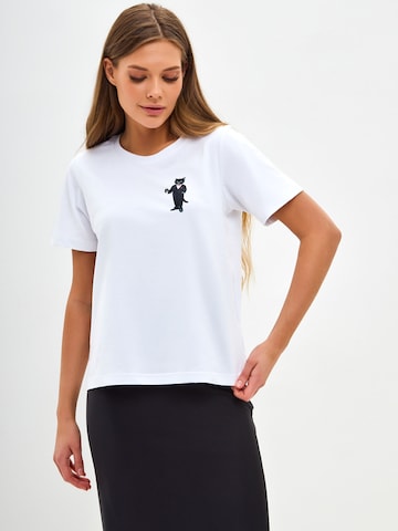 T-shirt 'DANDY CAT' CAT by Maniita Lacitta en blanc : devant