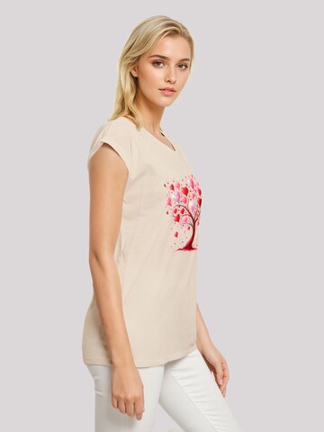F4NT4STIC Shirt 'Herz Baum Aquarell Druck' in Beige