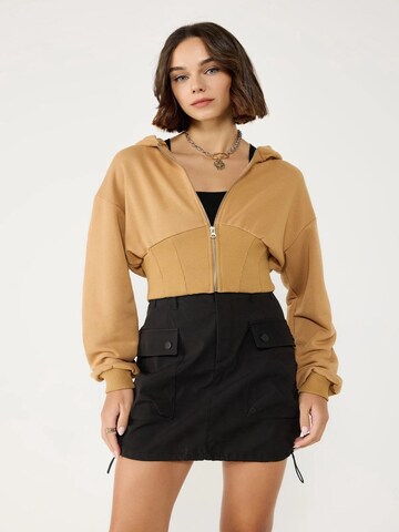 No Matter What Zip-Up Hoodie in Brown: front