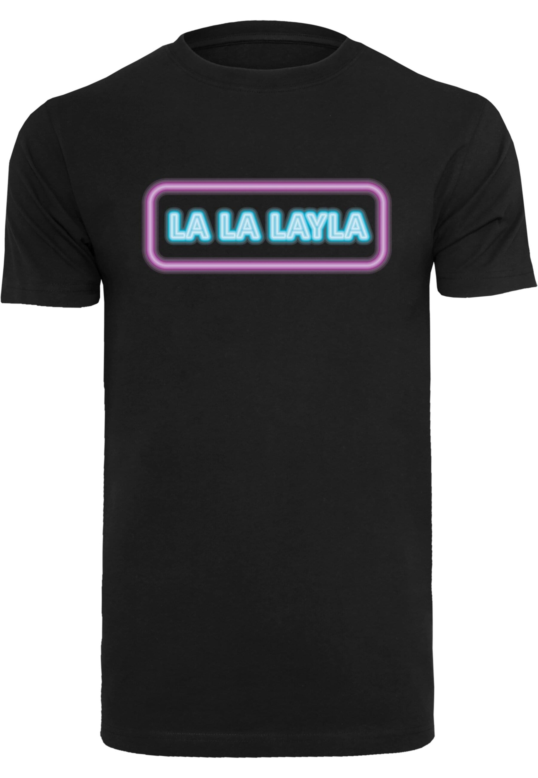 Merchcode Shirt 'La La Layla' in Zwart: voorkant