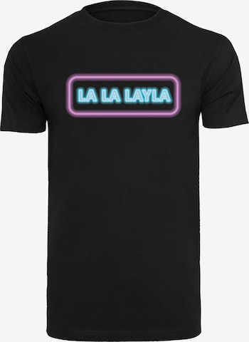 Merchcode Shirt 'La La Layla' in Zwart: voorkant