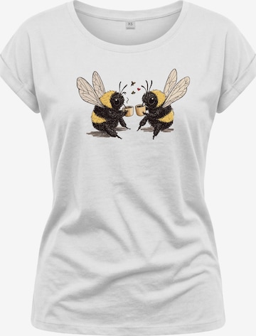MAKAYA Shirt 'Kaffeeklatsch' in White: front
