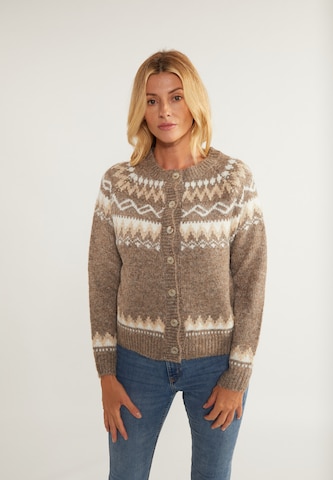 usha BLUE LABEL Knit Cardigan in Brown: front