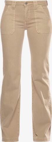 Le Temps Des Cerises Flared Jeans in Beige: voorkant