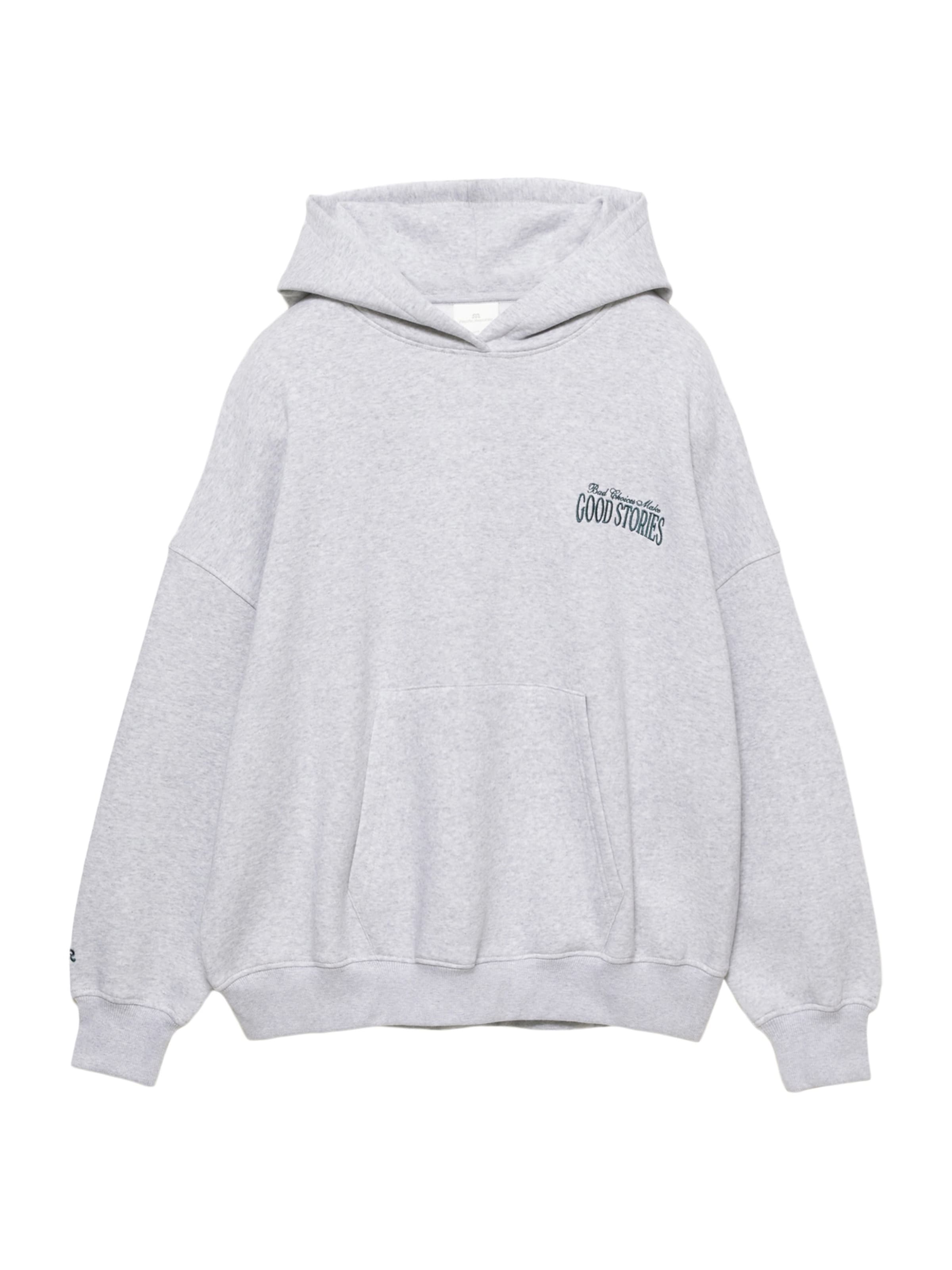 Pull&Bear Sweatshirt 'PACIFIC STORIES' in mottled grey / Fir, Item view