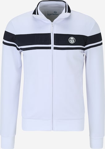 Sergio Tacchini Athletic Zip-Up Hoodie in White: front