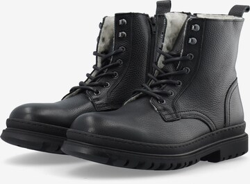 Bianco Lace-Up Boots in Black