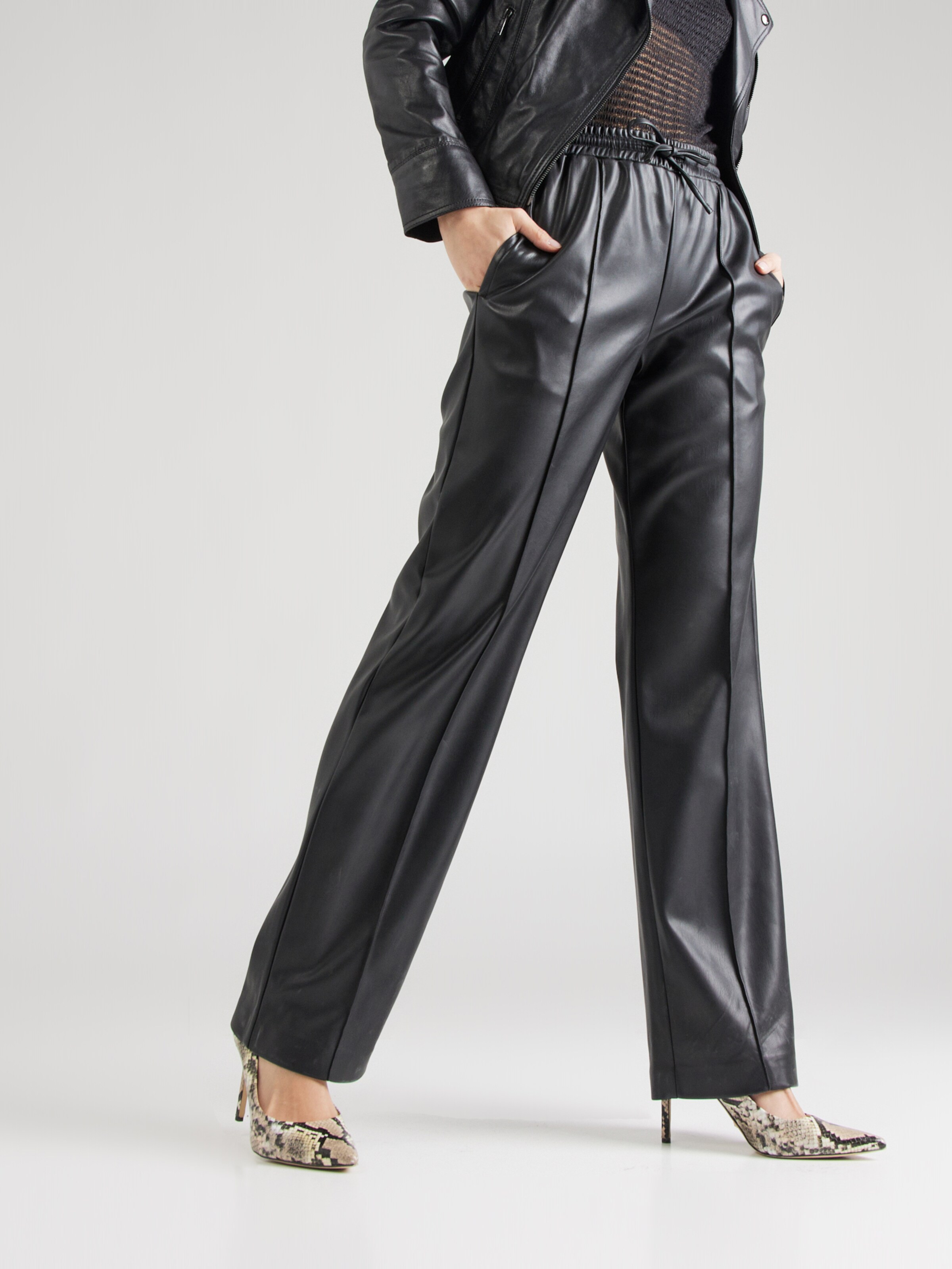 Vintage Style Wide Leg Black Leather Trousers for Women | Free Shipping  Included