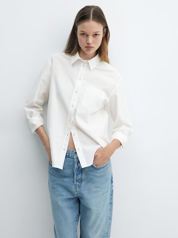 MANGO Blus 'Marble' i vit: framsida