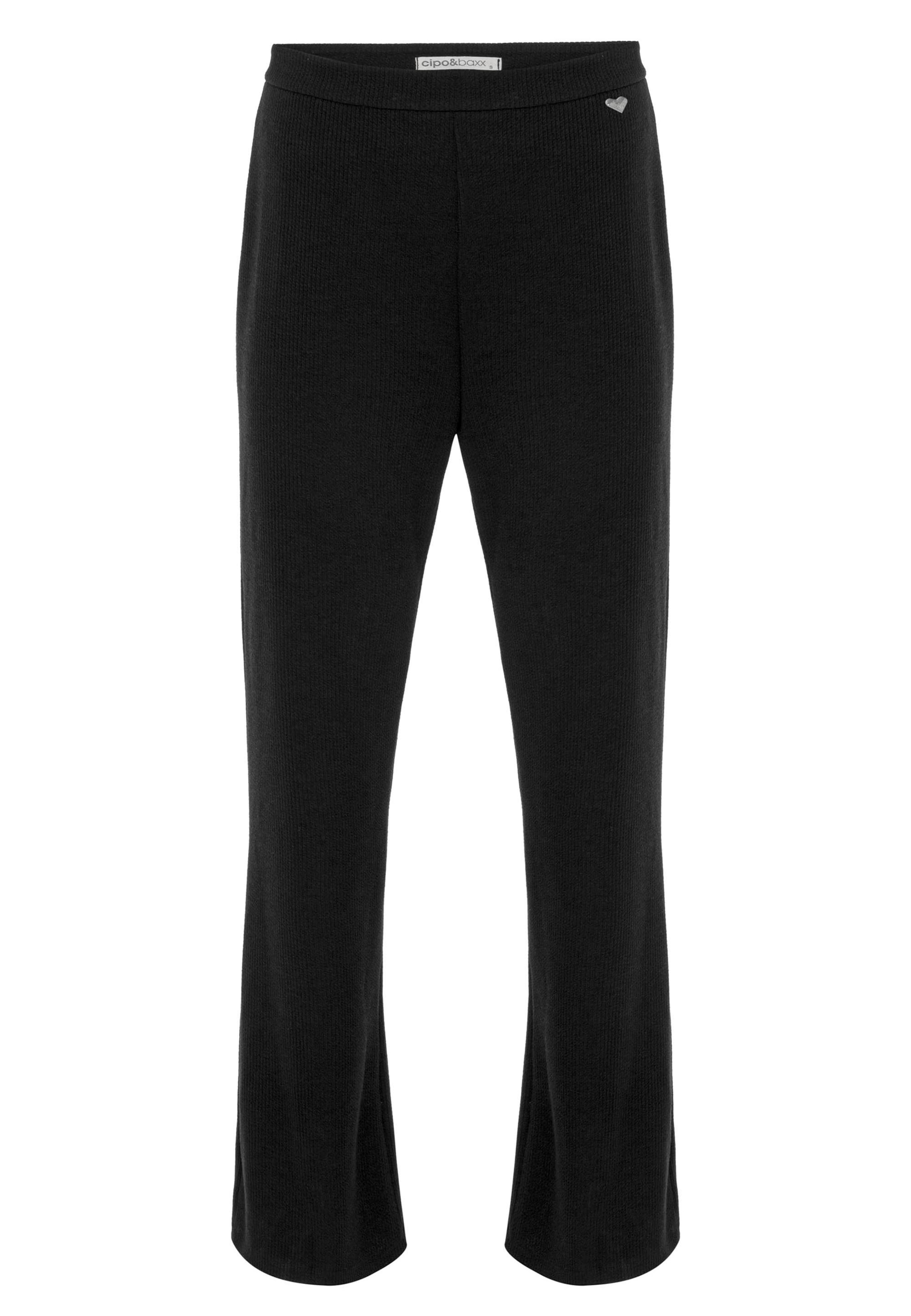 CIPO & BAXX Bootcut Stoffhose in Schwarz: Vorderseite