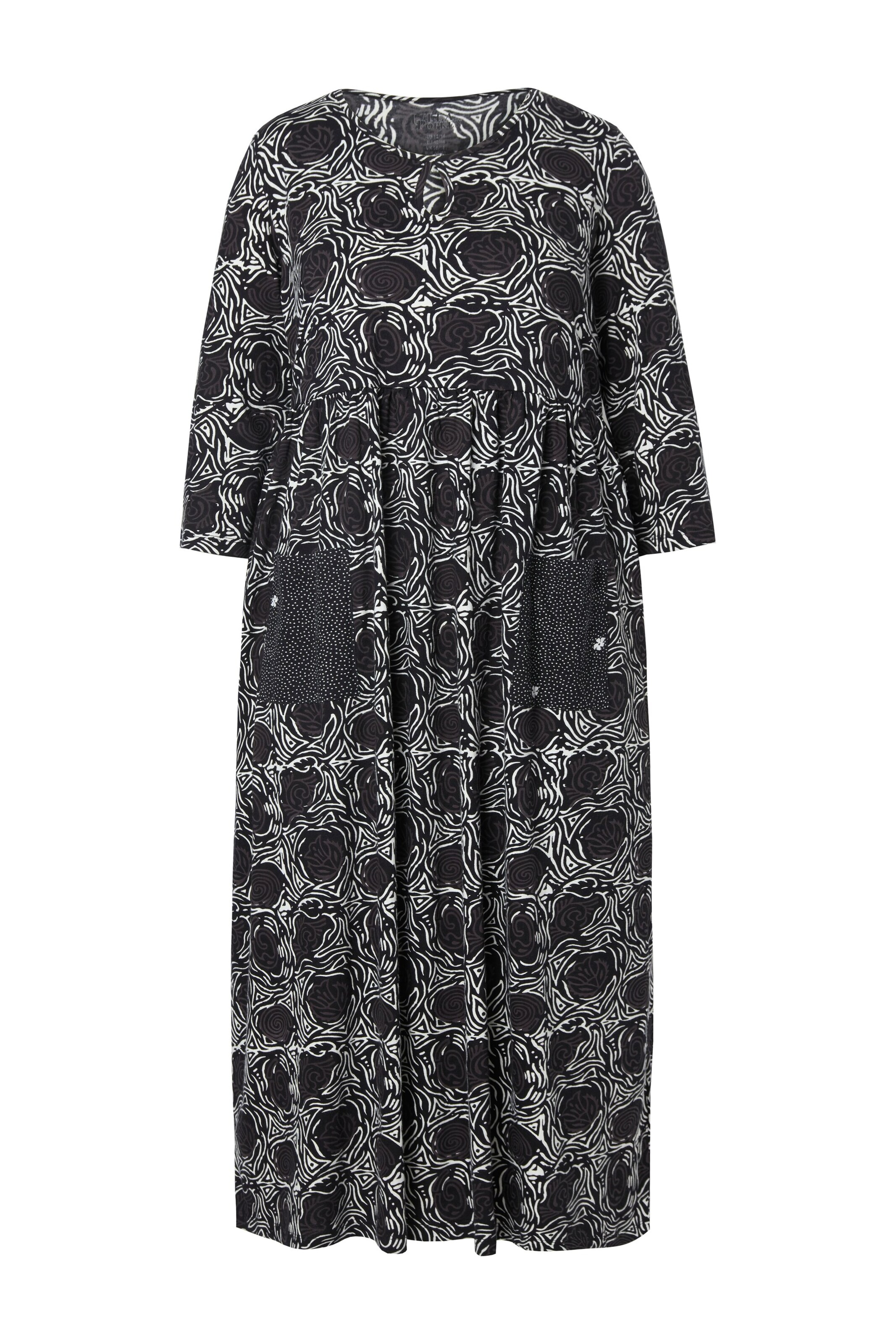 Ulla Popken Kleid in grau / schwarz / weiß, Produktansicht