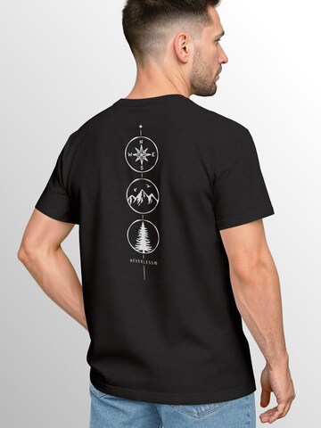 Neverless Shirt 'Kompass Outdoor' in Black
