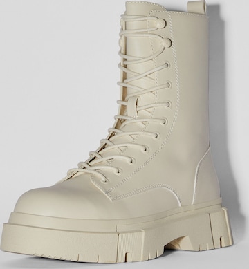 Bershka Lace-up boots in White: front
