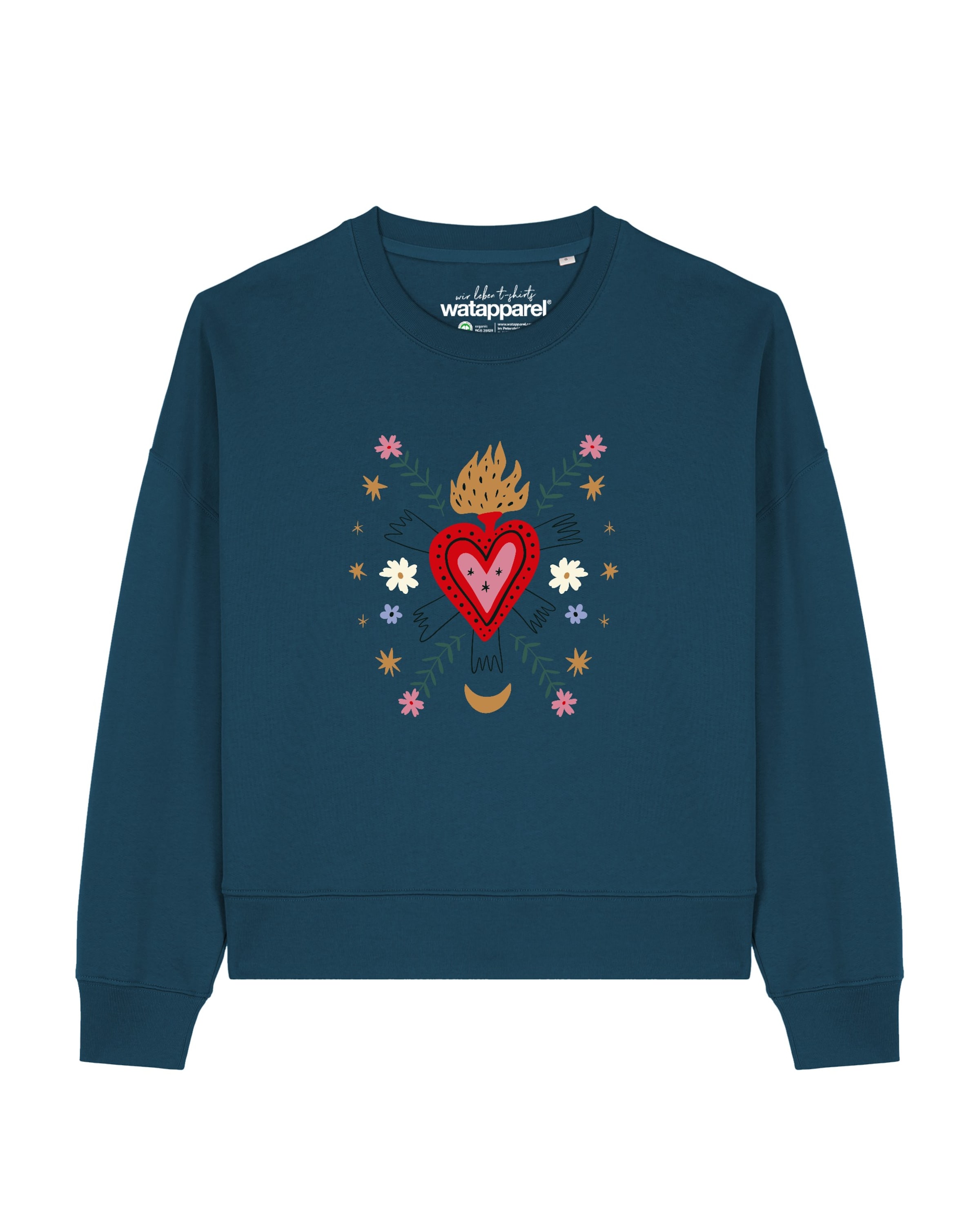 Watapparel Sweatshirt 'Love and flex ' in Groen: voorkant