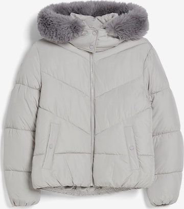 Bershka Zimní bunda – šedá: přední strana