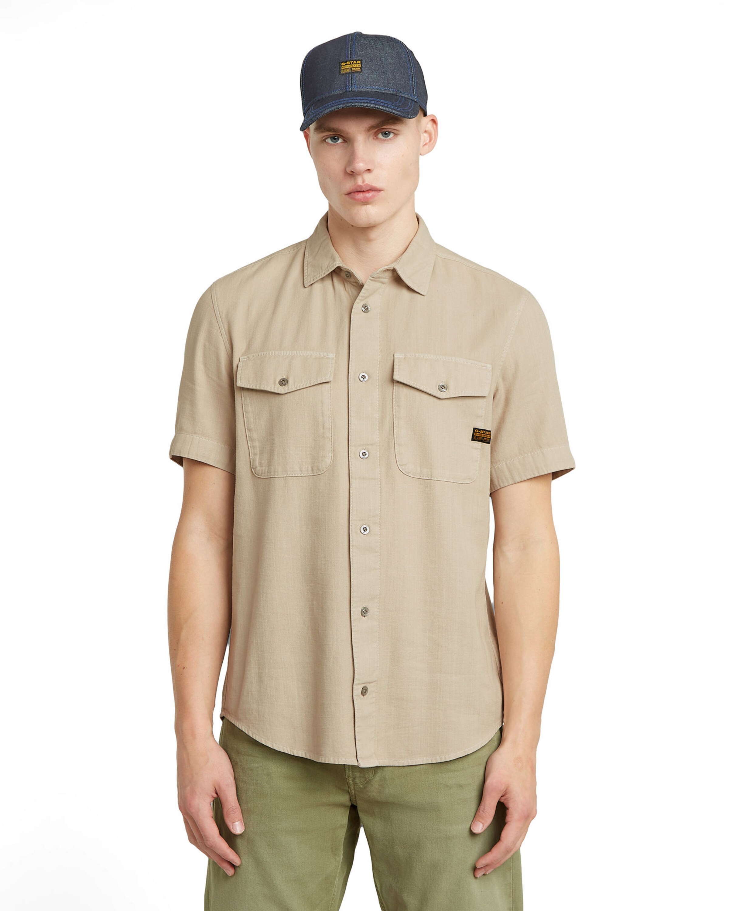 G-STAR Slim fit Button Up Shirt in Beige: front