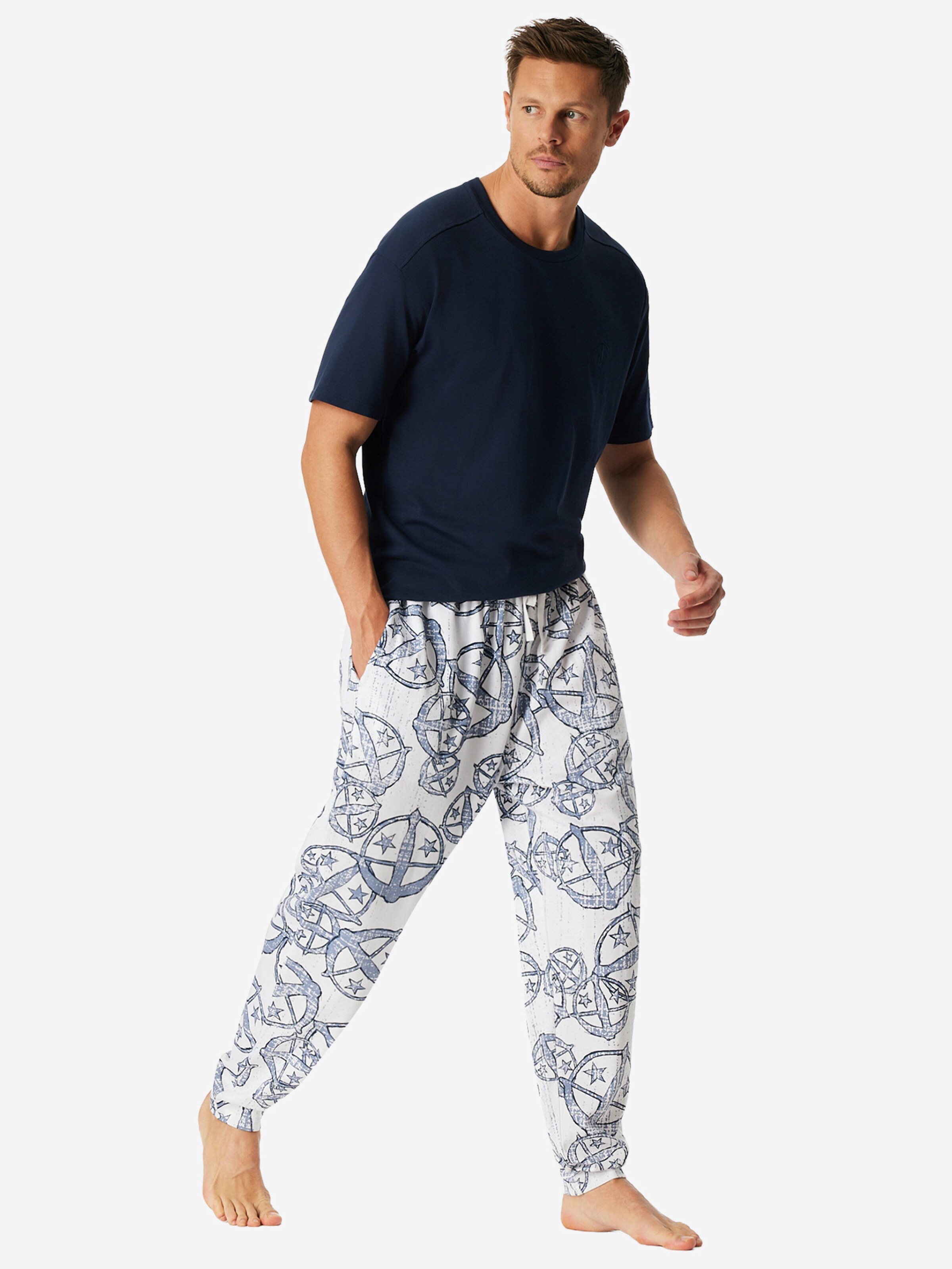 SCHIESSER Pyjamabroek ' SCHIESSER 150 YEARS ' in Blauw