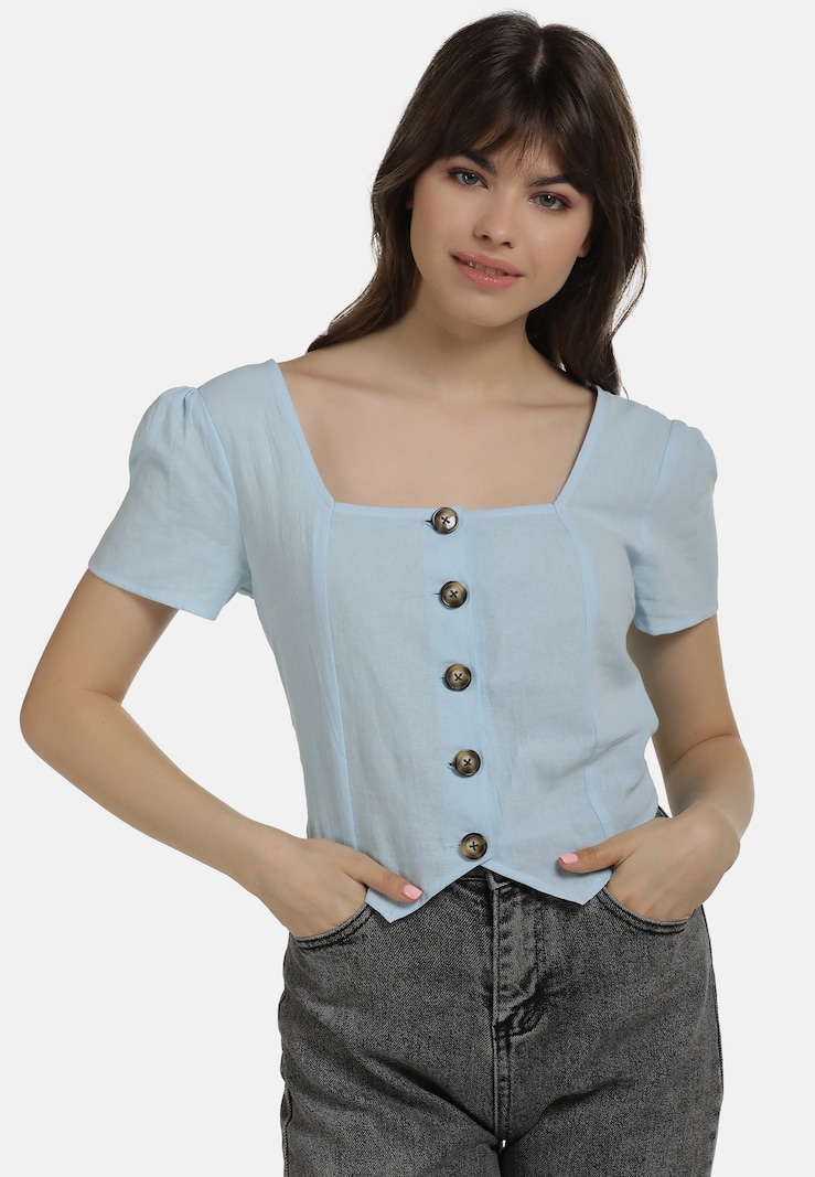 Women Clothing MYMO Short-sleeved blouses Light Blue