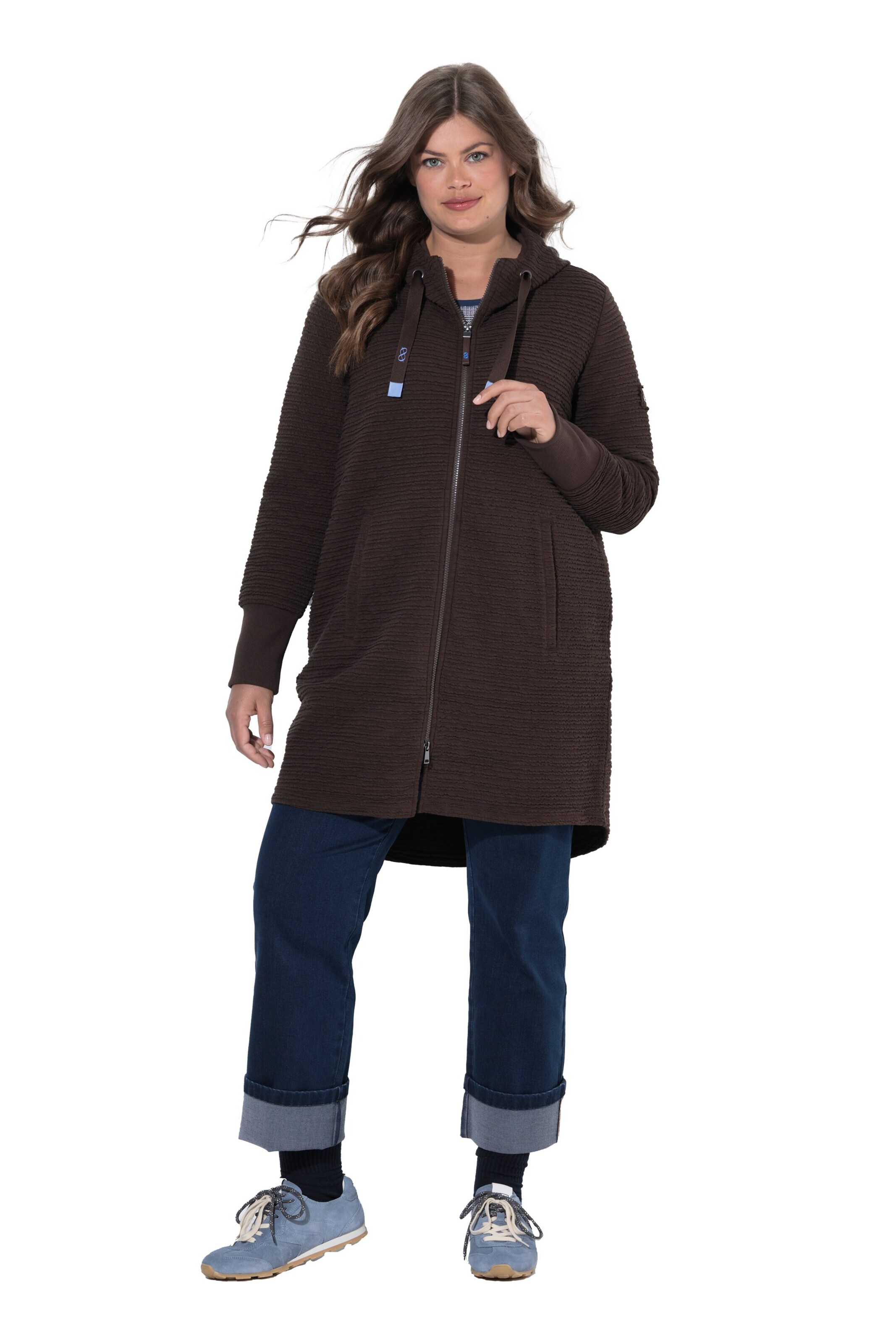 LAURASØN Sweatjacke in Braun: Vorderseite