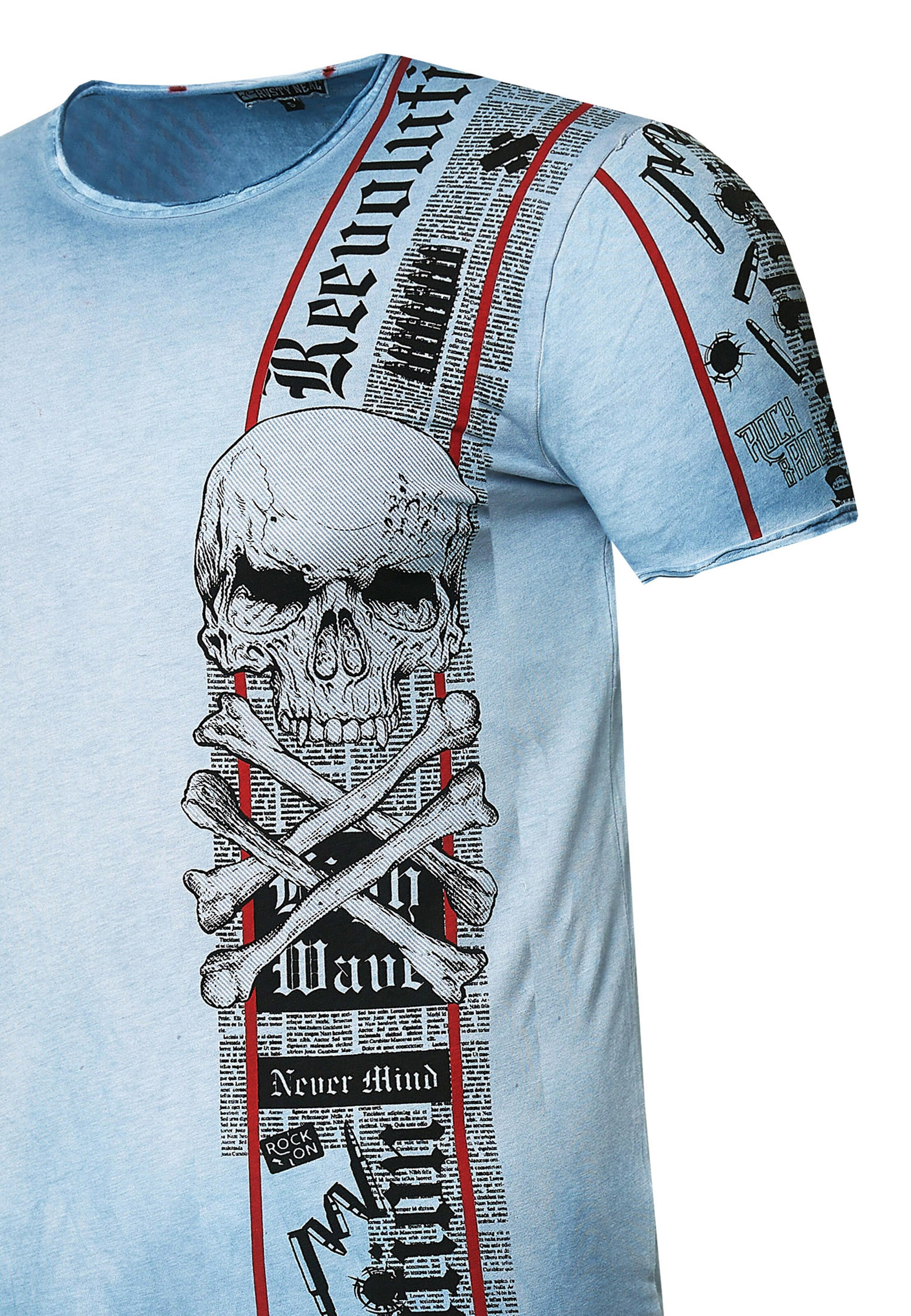 Rusty Neal T-Shirt im verwaschenen Look in Blau