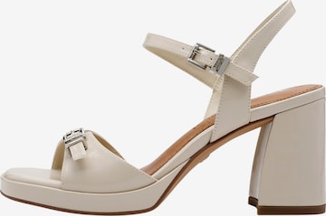 Tamaris Sandaal 'Leder-Sandalen mit Absatz' in Wit: voorkant