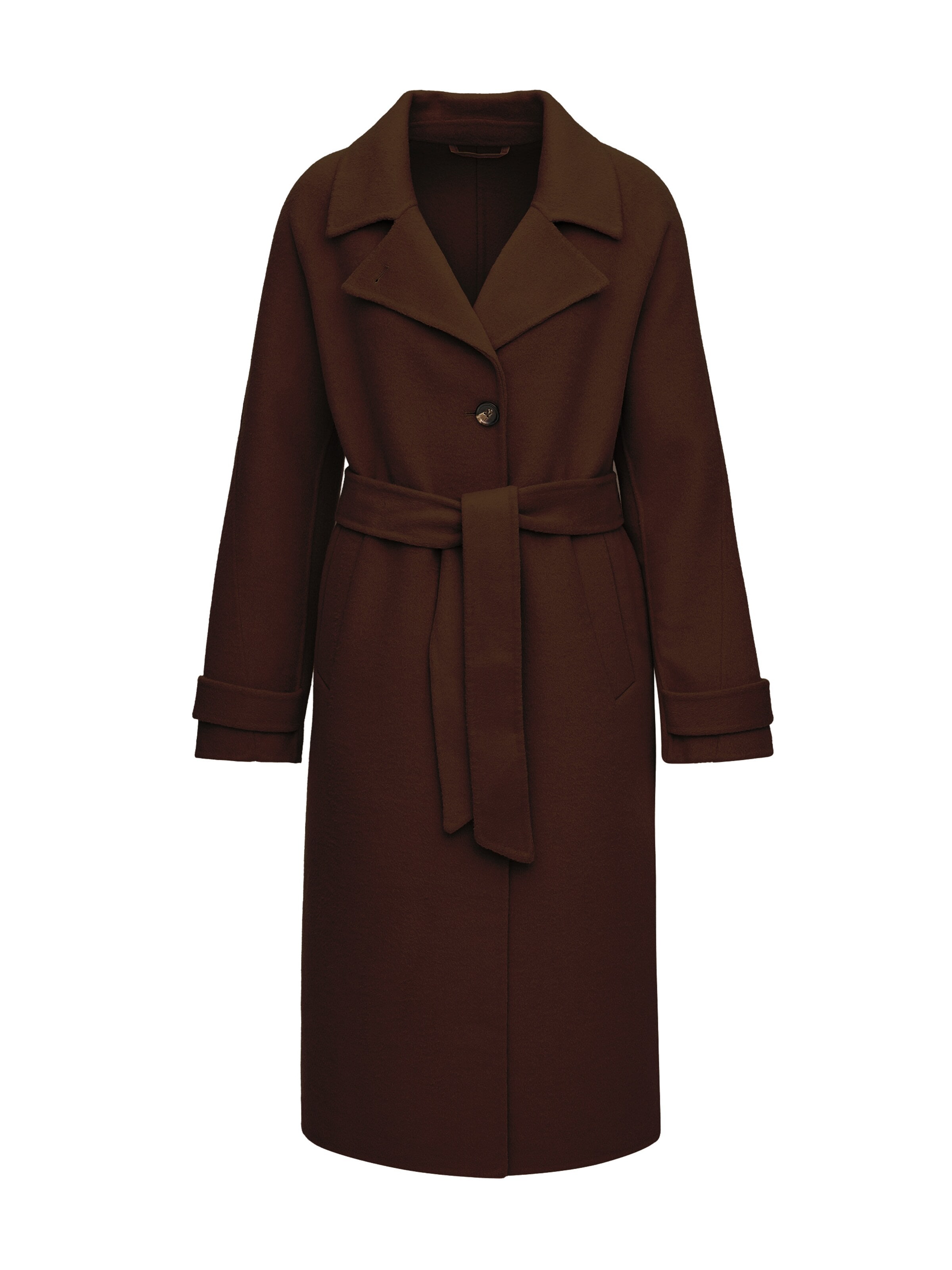 MANISA Between-Season Jacket 'Wollmantel' in Brown: front