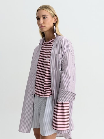 FEMSSY Tuniek 'TUNIC STRIPE DRESS BLUE' in Lila: voorkant