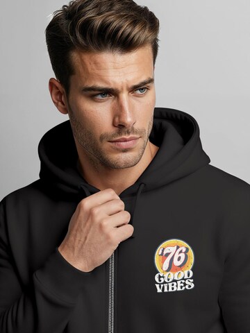 Neverless Zip-Up Hoodie 'Good Vibes '76' in Black