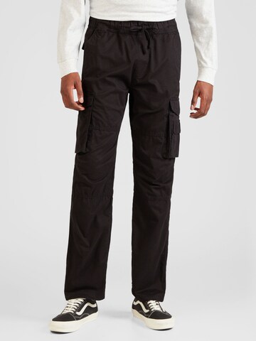 Regular Pantalon cargo HOLLISTER en noir : devant