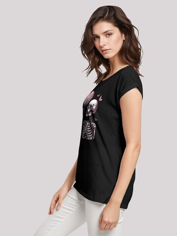 F4NT4STIC Shirt 'Skelett hält Herzballon' in Black